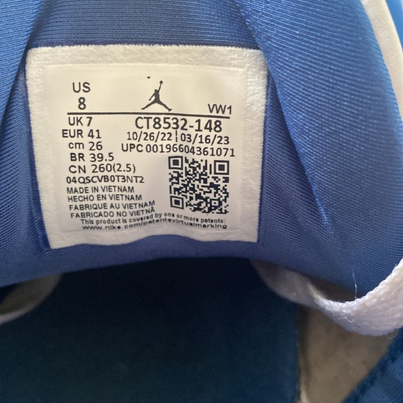 EUC Nike Air Jordan 3 Retro Mens size 8 white/blue/copper - Picture 6 of 12